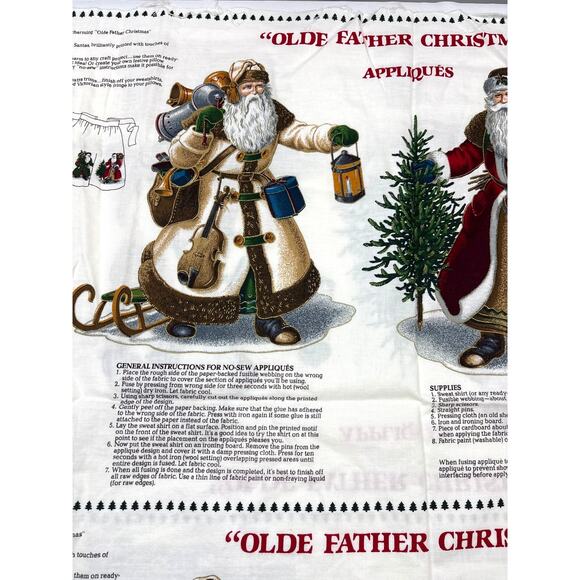 Cranston VIP "Olde Father Christmas" Appliqué Panels Set of Three Panels 1980s - Picture 4 of 6
